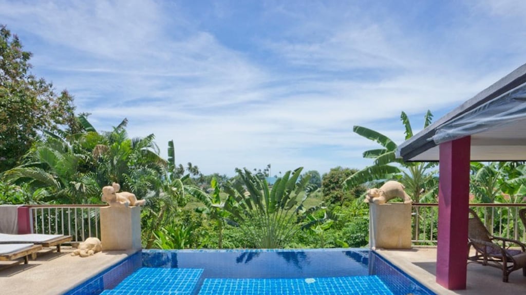 paradise sea view infinity Pool Villa Chaweng Koh Samui - Three-Bedroom Villa — pool with tropical view